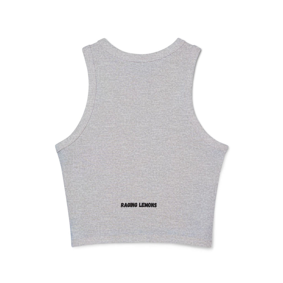 Raging Lemons Retro Outline Logo Women’s Racer Tank Top | Black Ribbed Crop Top