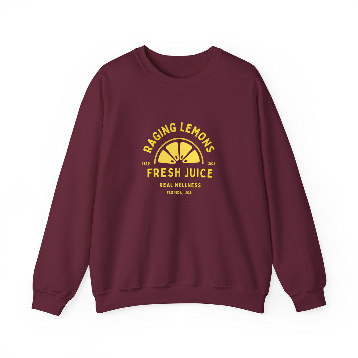 Raging Lemons Retro Lemon Graphic Crewneck Sweatshirt | Fresh Juice Vintage Wellness Pullover