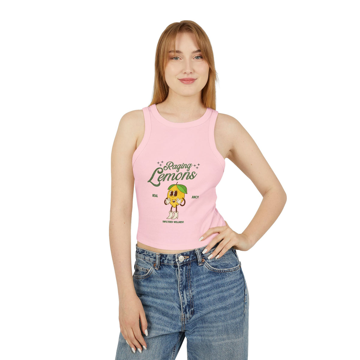 Y2K Retro Lemon Graphic Racer Tank Top | Women’s Ribbed Cropped Tank | Cute Vintage Summer Top