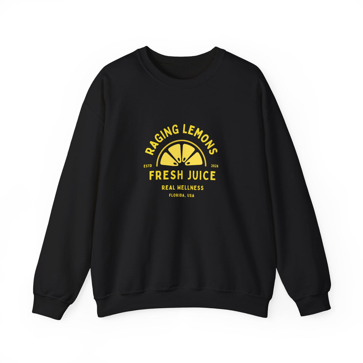 Raging Lemons Retro Lemon Graphic Crewneck Sweatshirt | Fresh Juice Vintage Wellness Pullover