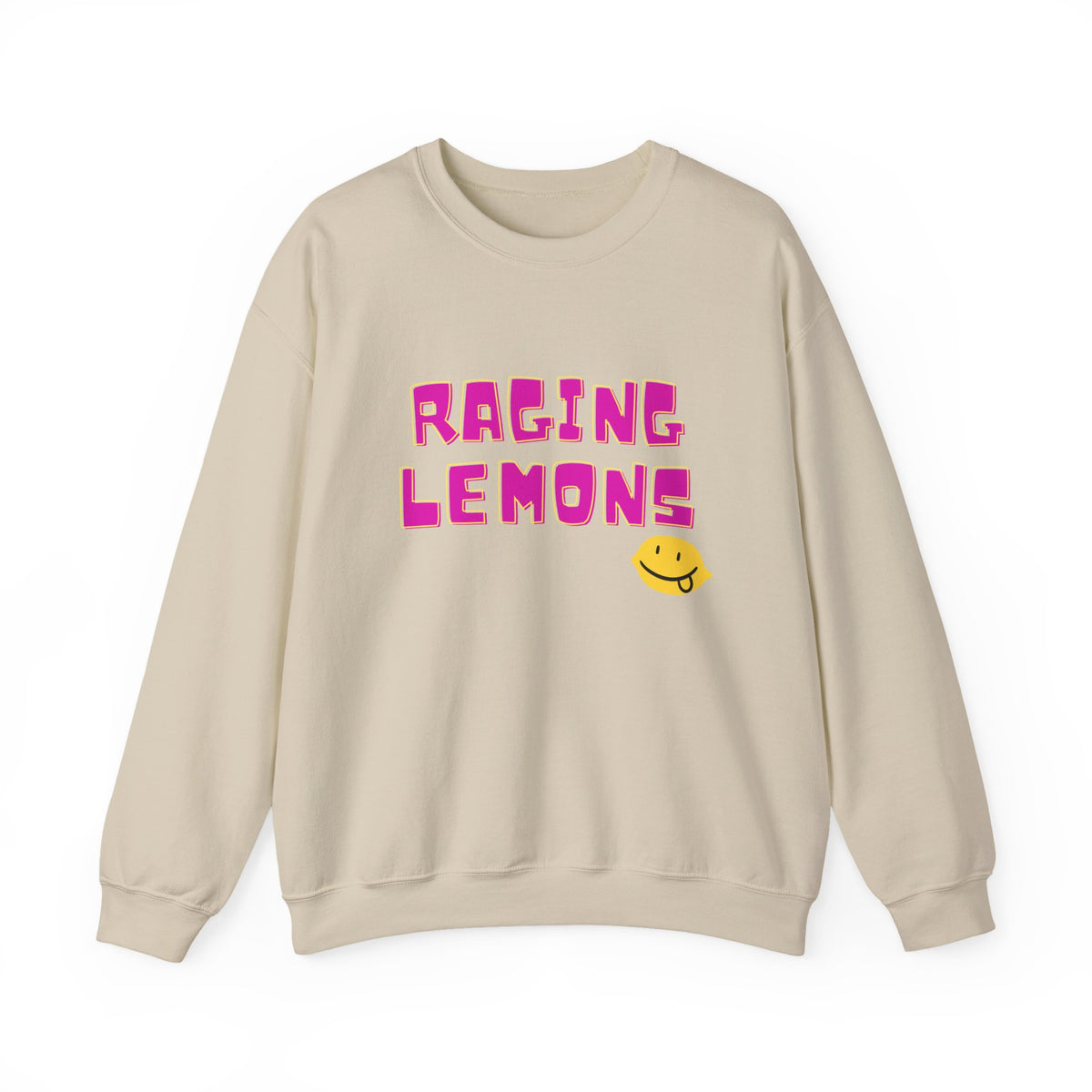 Raging Lemons Retro Graphic Crewneck Sweatshirt | Cute Lemon Pullover | Unisex Vintage-Inspired Sweatshirt