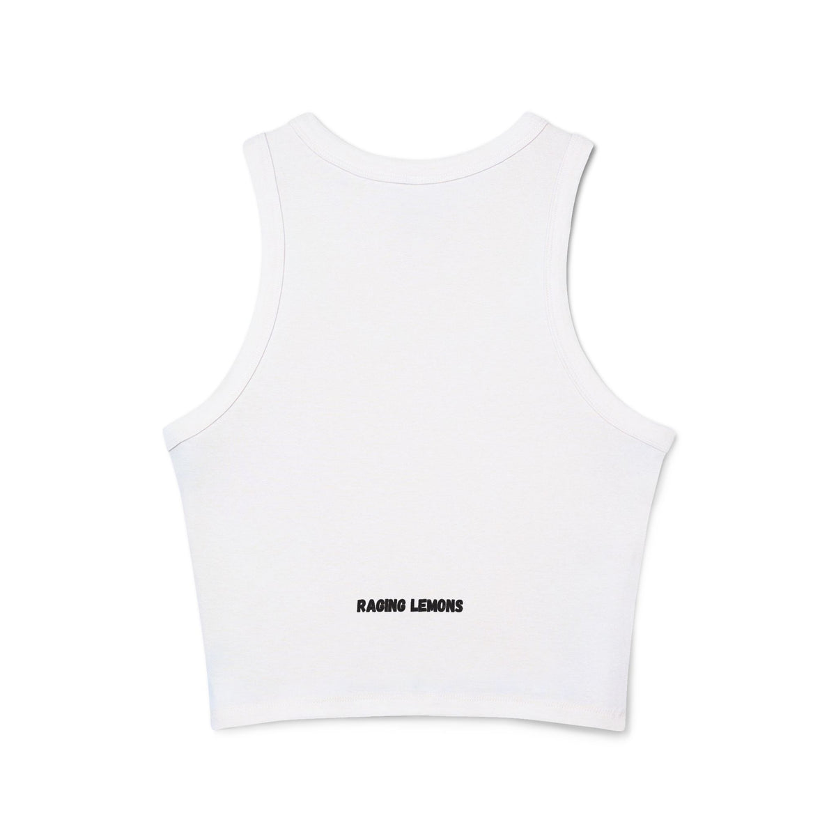 Raging Lemons Retro Outline Logo Women’s Racer Tank Top | Black Ribbed Crop Top