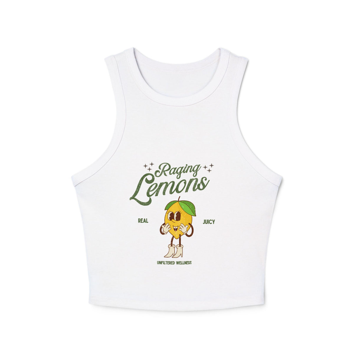 Y2K Retro Lemon Graphic Racer Tank Top | Women’s Ribbed Cropped Tank | Cute Vintage Summer Top