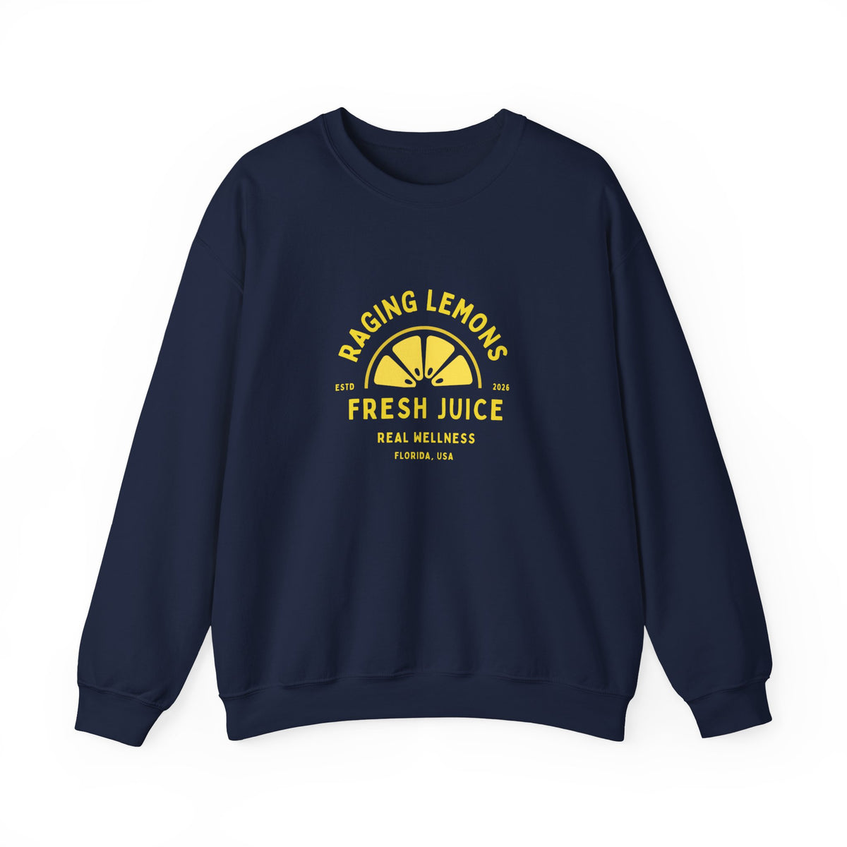 Raging Lemons Retro Lemon Graphic Crewneck Sweatshirt | Fresh Juice Vintage Wellness Pullover