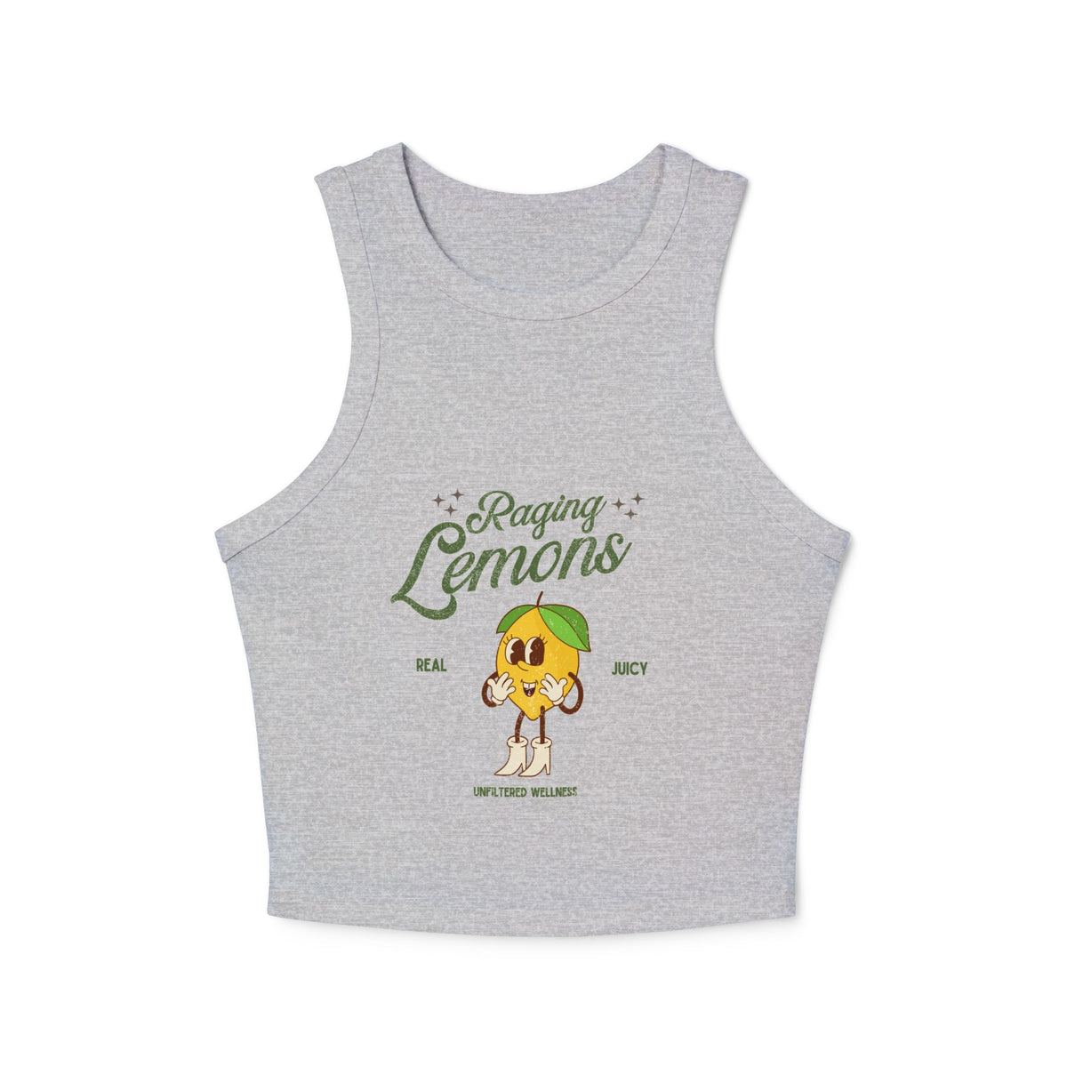 Y2K Retro Lemon Graphic Racer Tank Top | Women’s Ribbed Cropped Tank | Cute Vintage Summer Top