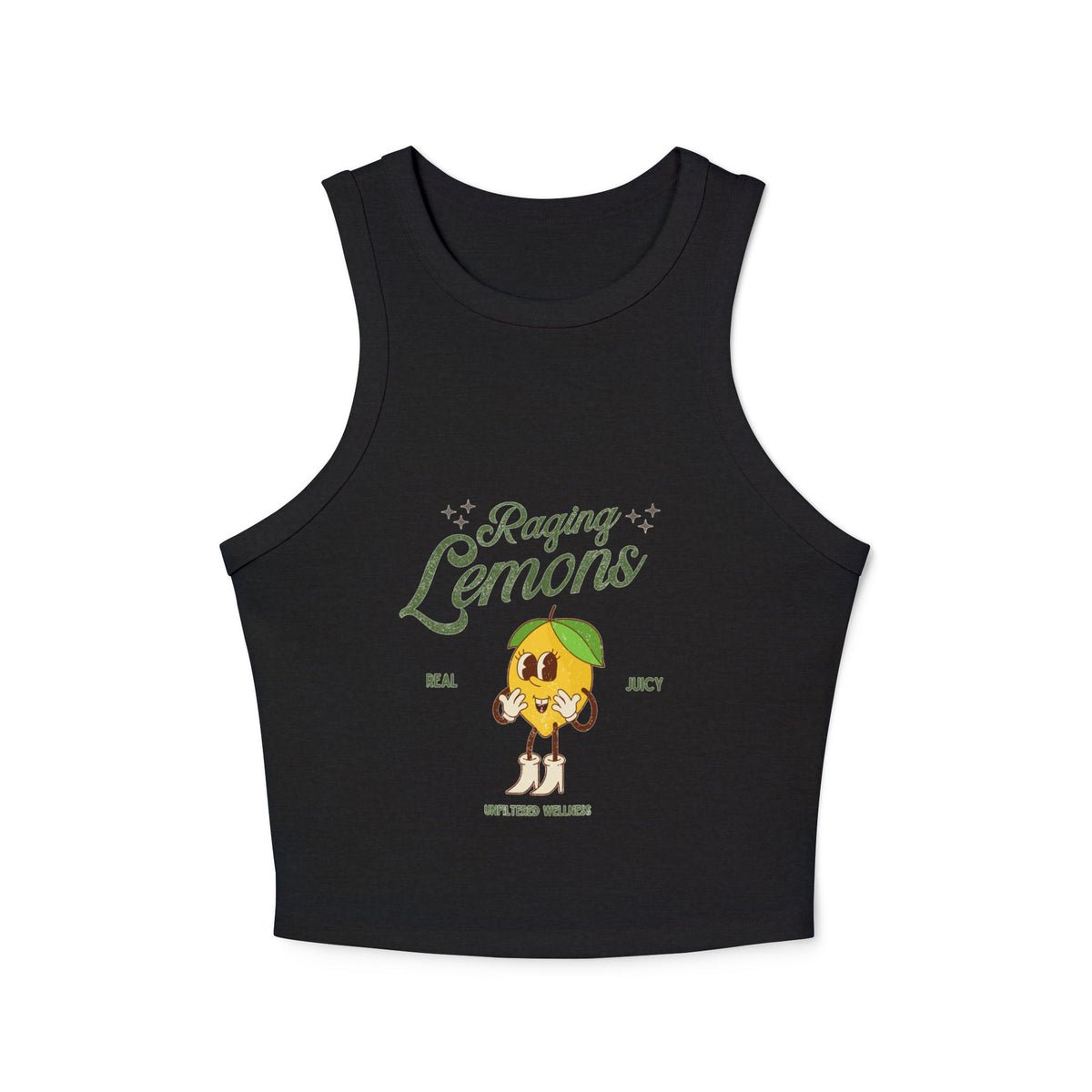 Y2K Retro Lemon Graphic Racer Tank Top | Women’s Ribbed Cropped Tank | Cute Vintage Summer Top