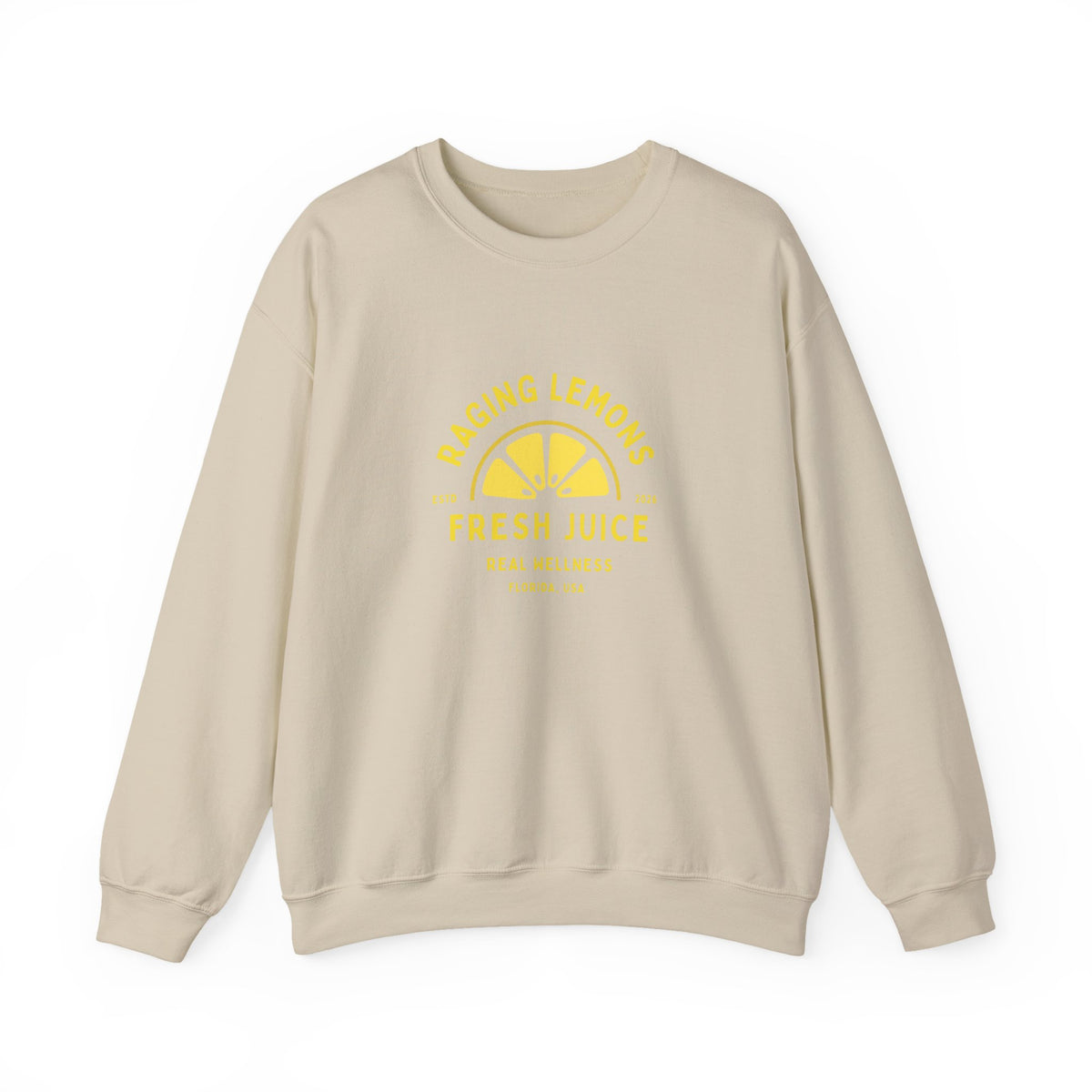 Raging Lemons Retro Lemon Graphic Crewneck Sweatshirt | Fresh Juice Vintage Wellness Pullover